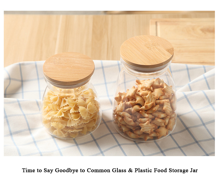 OEM / ODM High Borosilicate Glass Airtight Food Storage Container Canister Jar with Bamboo Lid & Silicone Sealing Ring