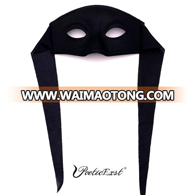 PoeticExst Hot Sale Cosplay Zorro Scary Mask Halloween Couple Masks Black Plastic with Long Band