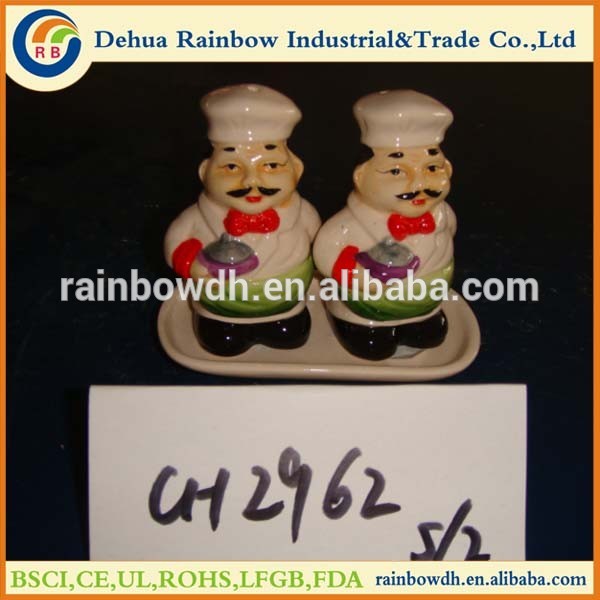 Color drawing cooker shape ceramic salt and pepper shaker