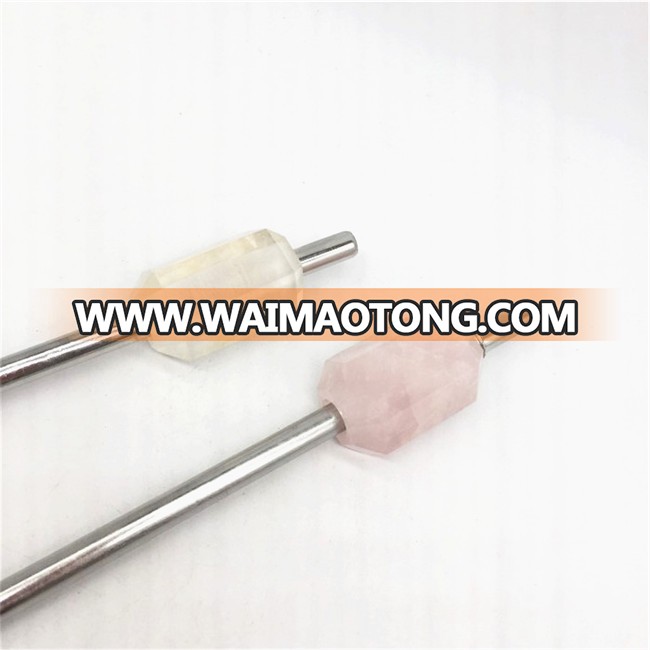 Hot selling 2019 smokey quartz crystal stainless steel straw