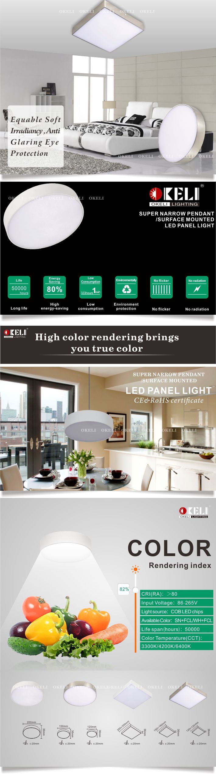 Modern Simple Design Residential Pendant led lights Bedroom Slim Ceiling Hang Panel Lights Round / Square Shade 24W Decorative