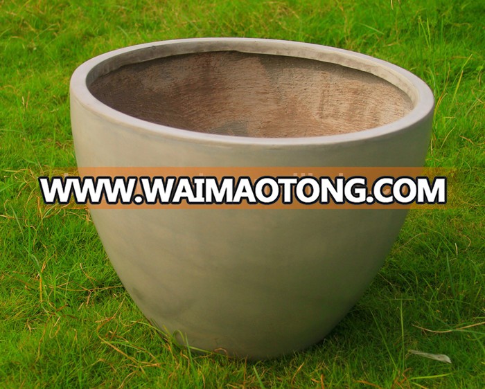 Natural look round fiberglass cement planter pots wholesale, round garden flower planter