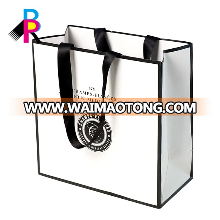 OEM New Design Black  Folding Shopping Bag With Glossy Lamination