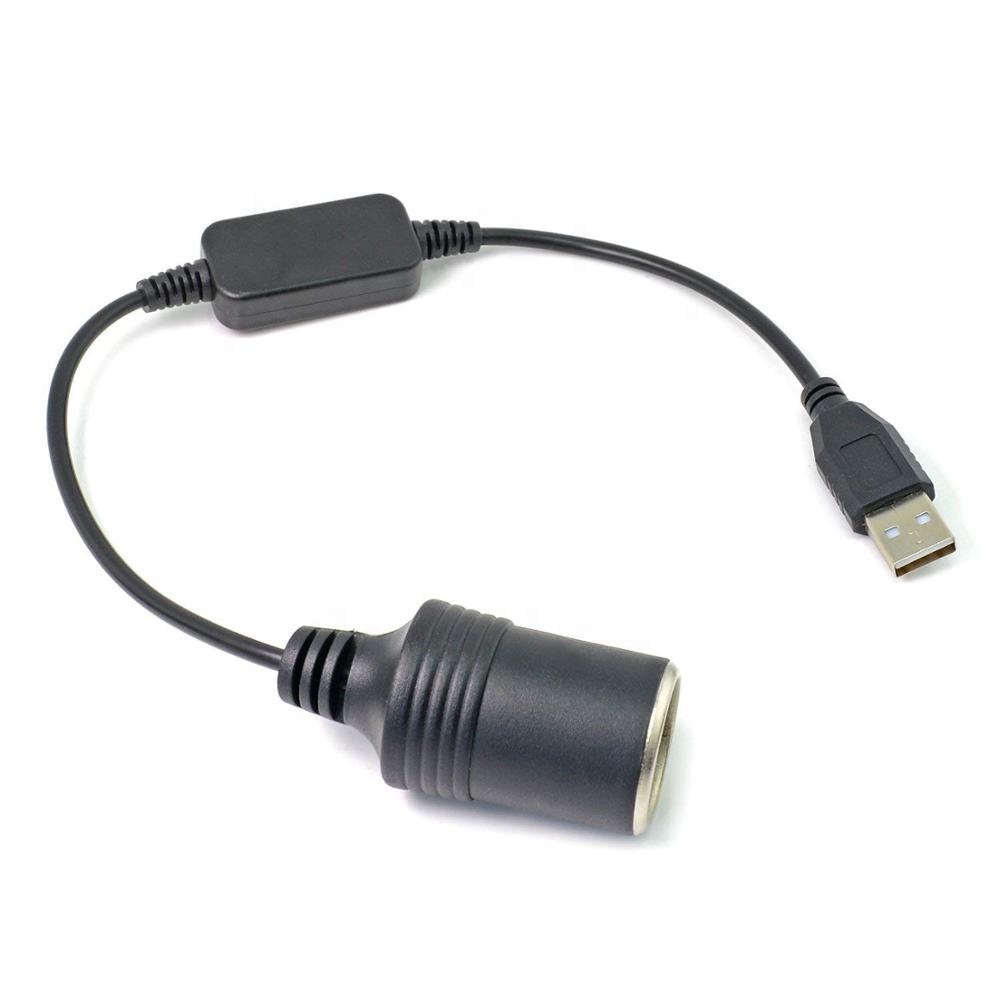 DC 5V USB A Male to 12V Car Cigarette Lighter Socket Female Converter Step Up Cable Inverter