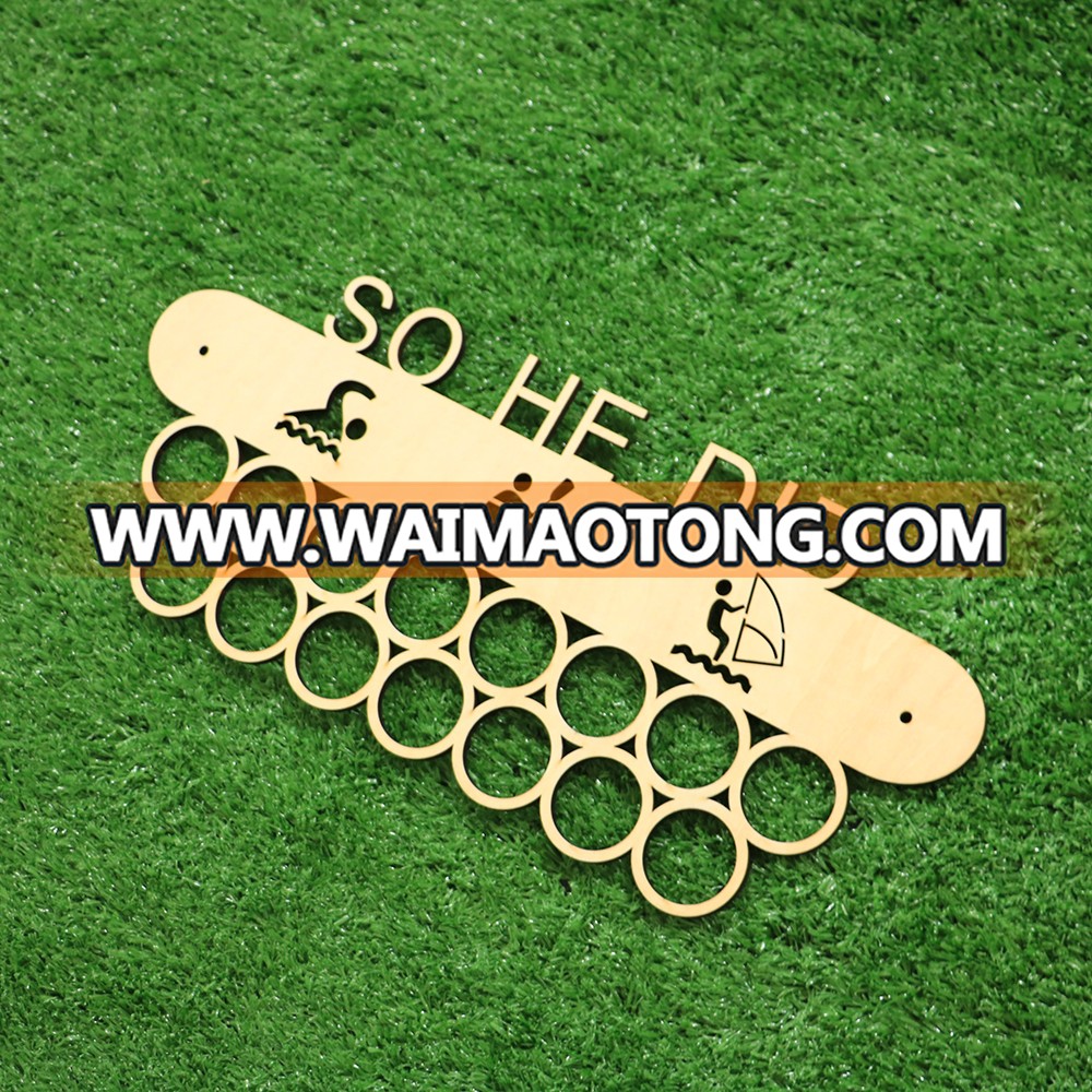 Custom WOODEN running sport medal display hanger