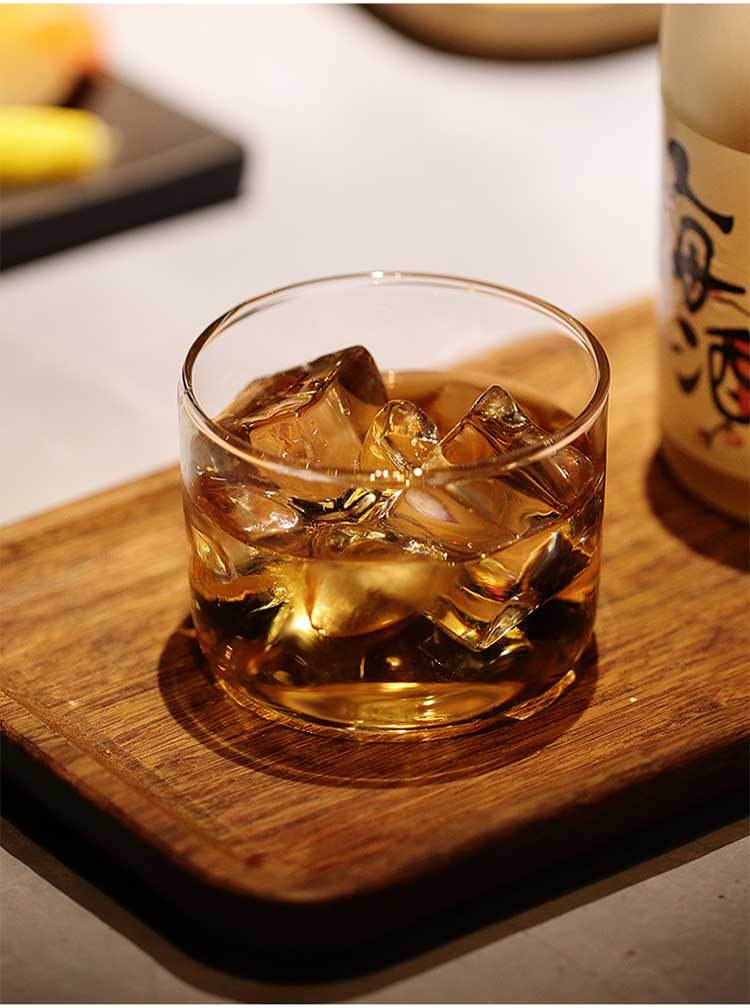 New Arrival 120ml Handmade Borosilicate Glass Drinking Cup With Wooden Tray For Tea or Whisky