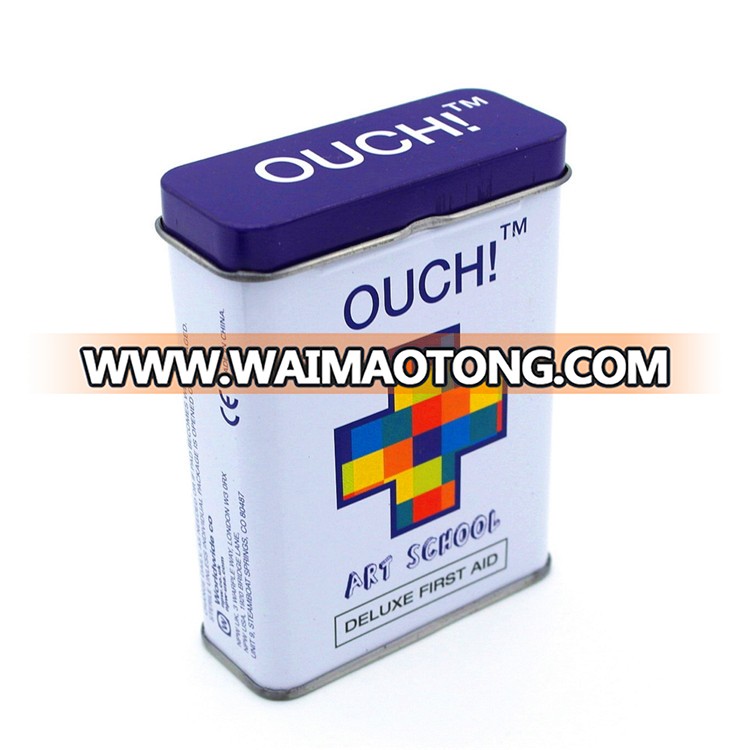 custom printed band-aid tin box with hinge lid