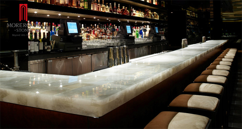 natural white crystal slab stone for bar top