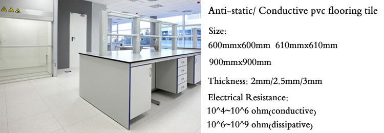 Wear resistant industrial ESD tile conductive & anti-static flooring plastic floor tile ESD