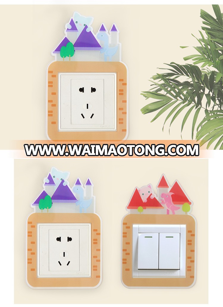 ROOGO wholesale resin wall decor Joy accompany light single switch sticker