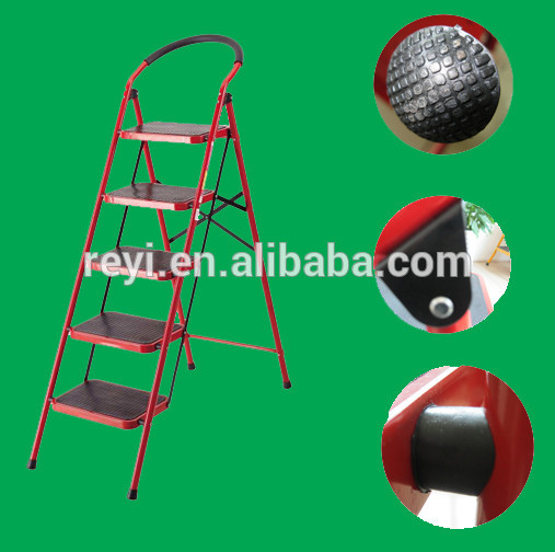 5 step steel foldable metal ladder