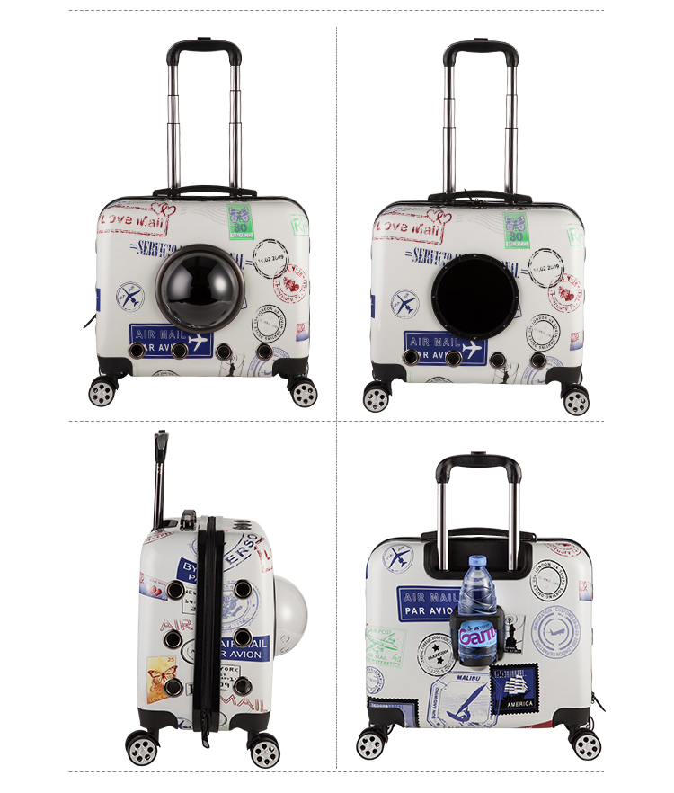 Air approved outdoor carry on wheel case space capsule astronaut dog cat travel luggage suitcase bag trolley rolling pet carrier