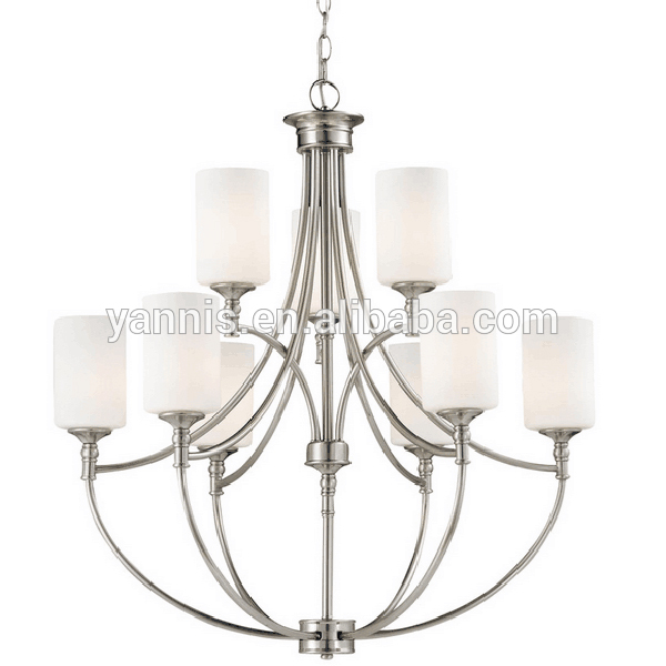 zhongshan glass shade Nickel material chandelier lamp