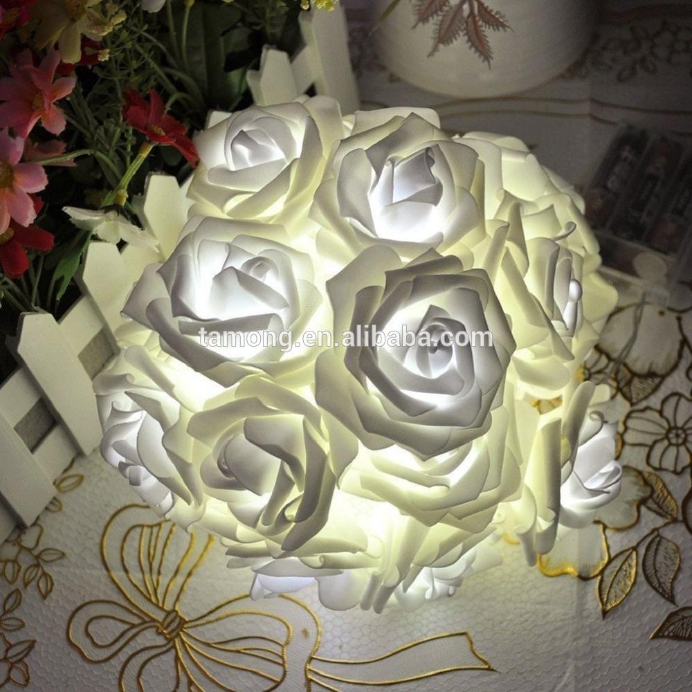 Hot Sale Battery Operated Warm White 20 LED String Flower Rose Fairy Lights Wedding Holiday Garden Christmas Lighting