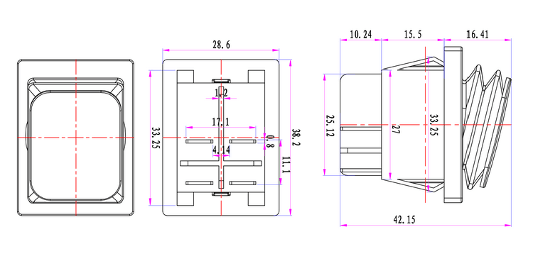 NEW design KCD4 16A/30A Stainless steel cover waterproof 220v IP67 Red LED rocker switch with lamp