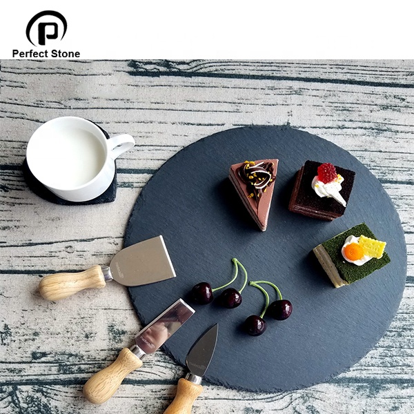 Wholesale Hot Sale slate dinner plate and knife, slate cheese board