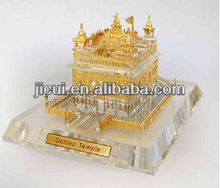 Crystal Hyderabad Charminar Mosque Model & Gold Plated Metal Charminar Model for India Wedding Gift