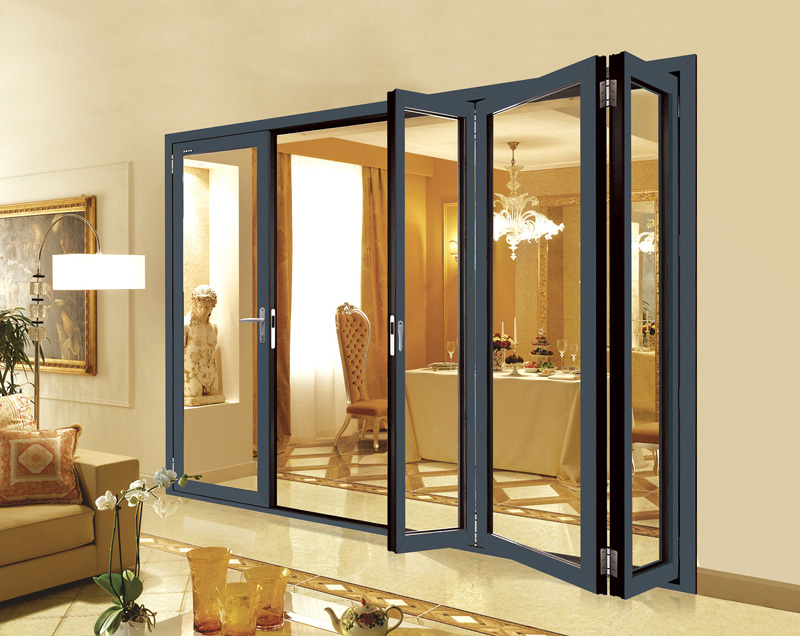 Luxury  standard soundproof bi fold aluminum glass  folding door