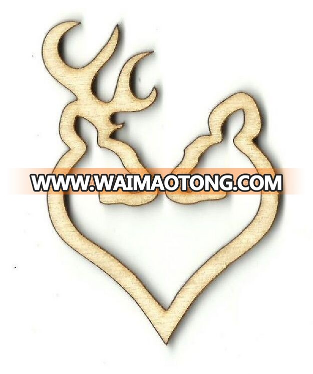 Cheap laser cutting customizable plywood wooden deer crafts