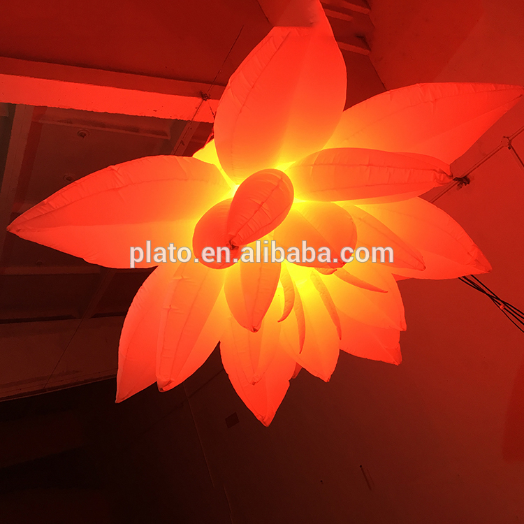 Hanging colorful led inflatable flower for event decoration