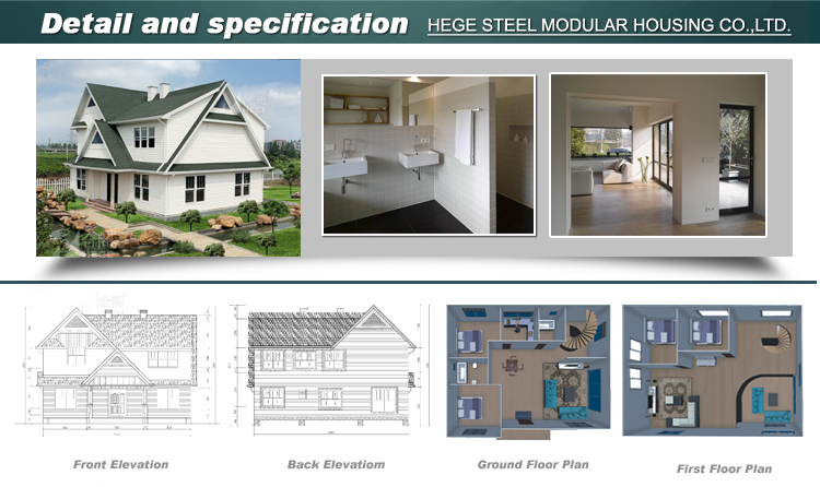 light steel  structure prefab luxury villa with excellent quality for living