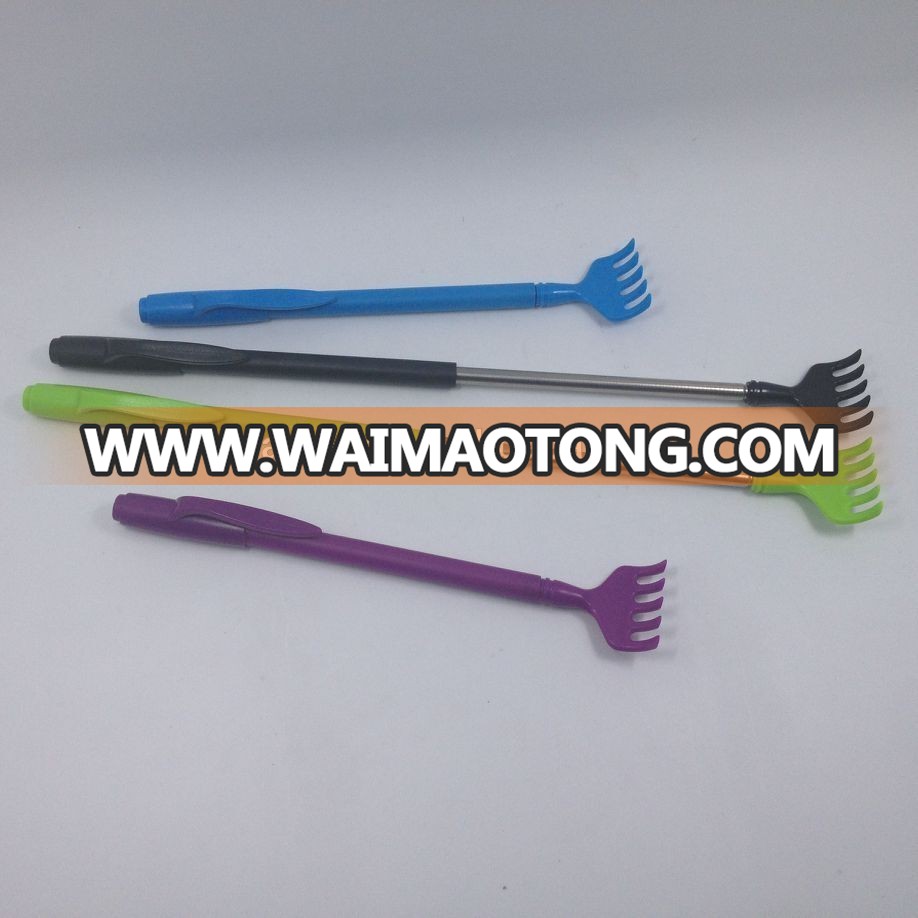 Logo printed Cheap plastic extendable retractable back scratcher with clip