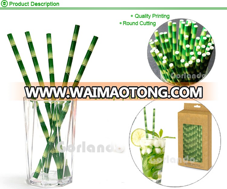 Green Eco-Friendly Disposable Drinking Striped Paper Straws