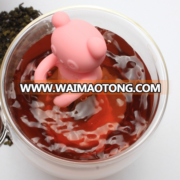 New arrival silicone bear shape Tea Infuser Stainless Steel stick strainer Food Grade gift