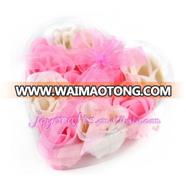 9pcs per Box White and Pink Heart Rose Soap Petals Wedding Return Gifts