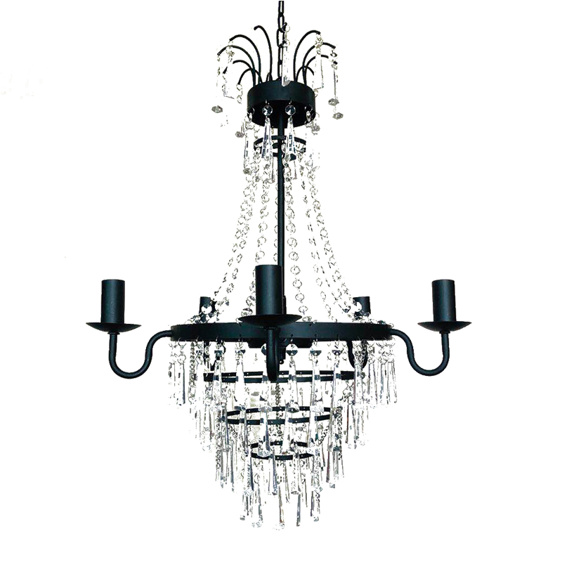 Antique Round Iron art Black Water Drop Acrylic Chandelier Pendant Lighting for home decorative NS-120245D