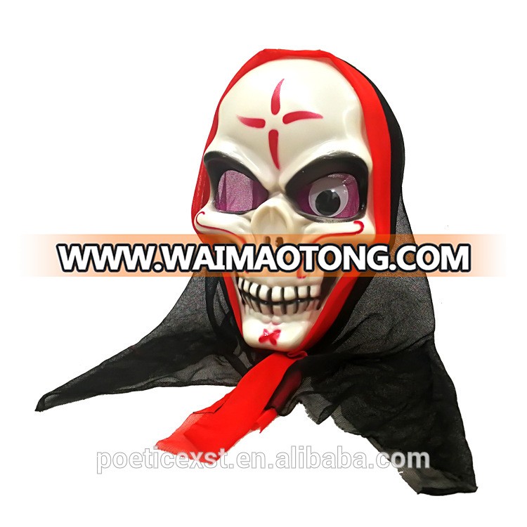 PoeticExst Grisly Full Face Plastic Unisex One-eyed Ghost Masks Halloween Masks with Fabric