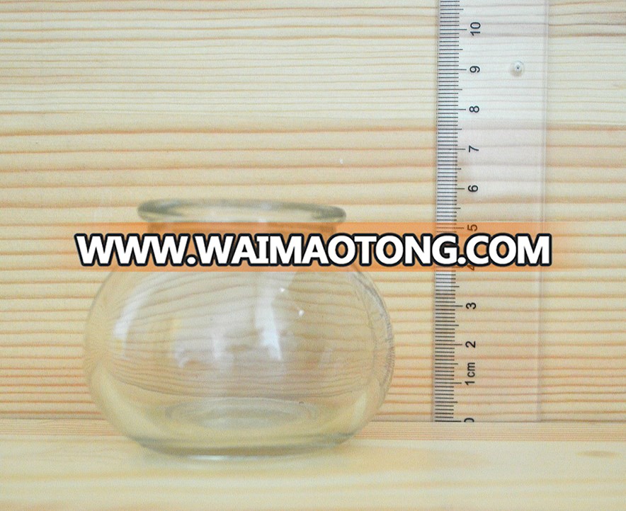 Small round belly shaped glass spice jar cruet bottle with metal or food special plastic cover