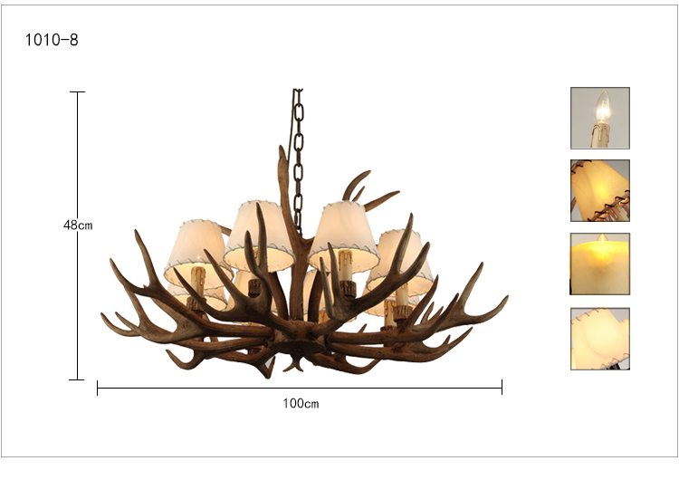 New American Country Style Modern 8 Lights Chain Antler Chandelier