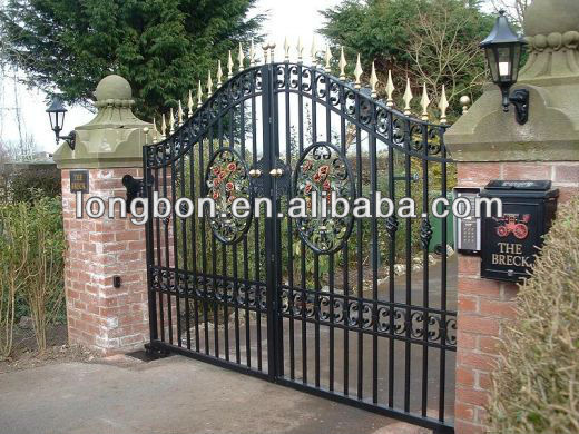 Steel wrought iron sliding gate design heavy duty