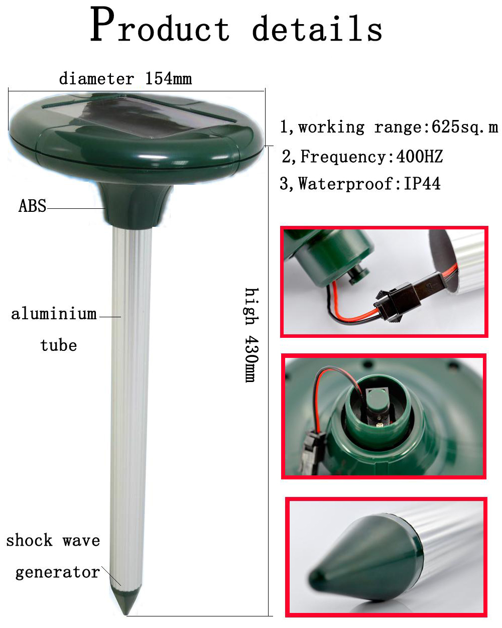 Hight quality solar mouse repeller ultrasonic mouse repelle outdoor ultrasonic mouse repeller