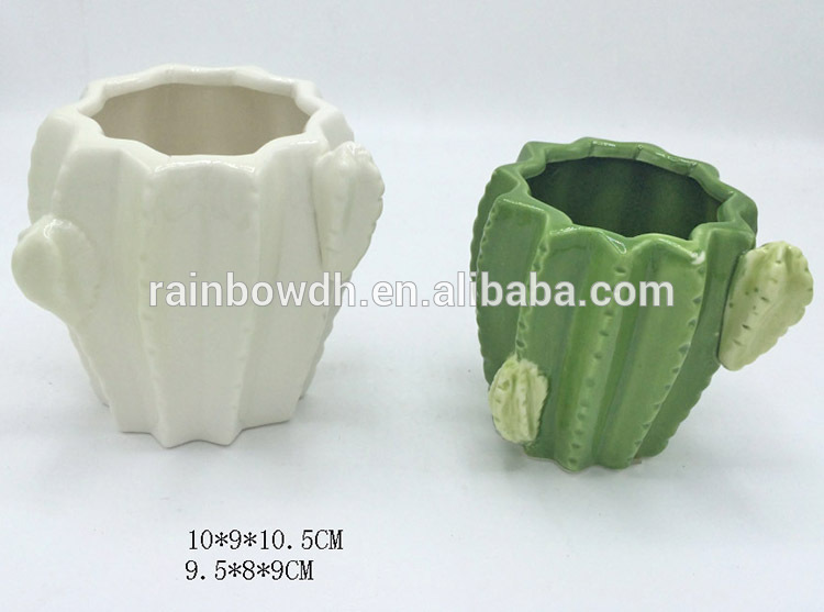 Decorative Green Cactus Ceramic Planter Pots