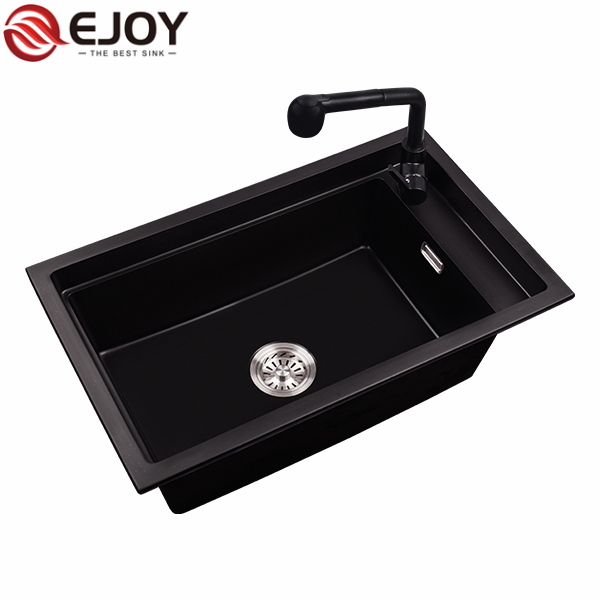 EJOY High Quality kitchen sink quartz OEM/ODM composite quartz kitchen black sink