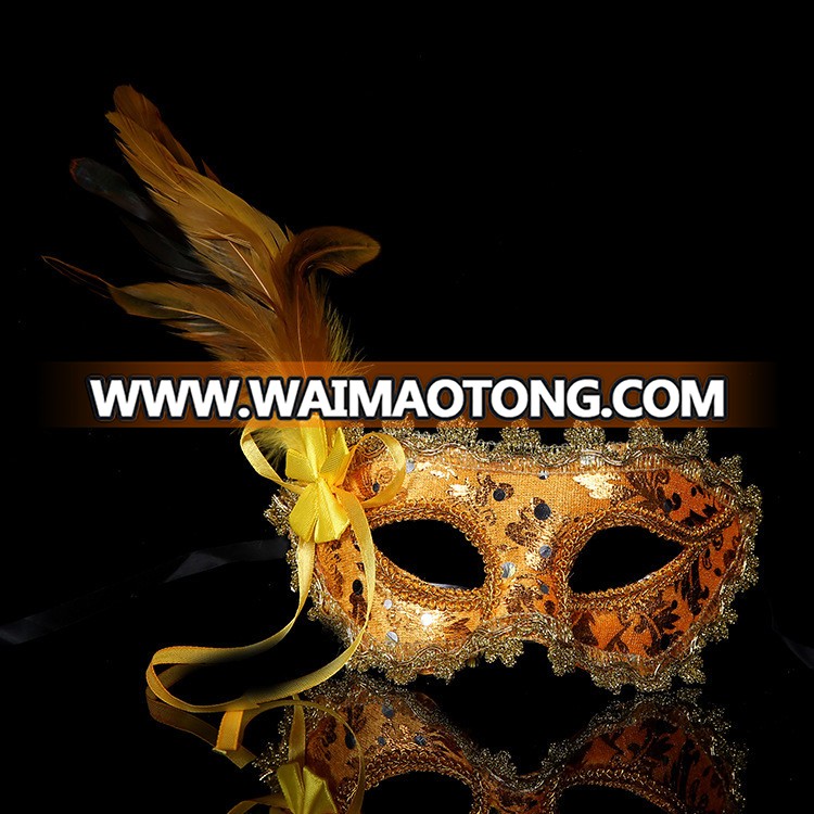 PoeticExst Women half face masquerade mask fashion mardi gras feather masks