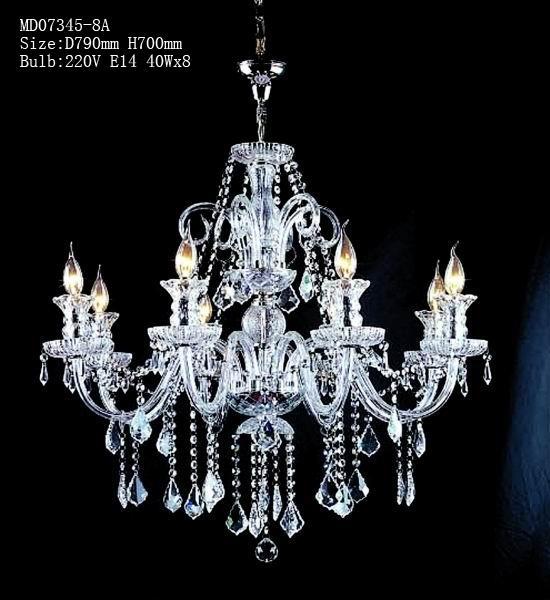 wholesale flower royal candle desk design K9 crystal chandeliers 8 lights for hotel/restaurant