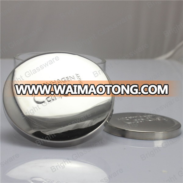 customer luxury design high quality silver candle lid with candle jar with customer logo