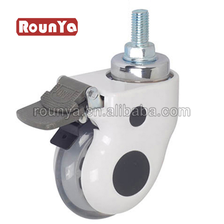 3in cover clean quiet smooth hospital medical plastic caster braked with clear PU wheel