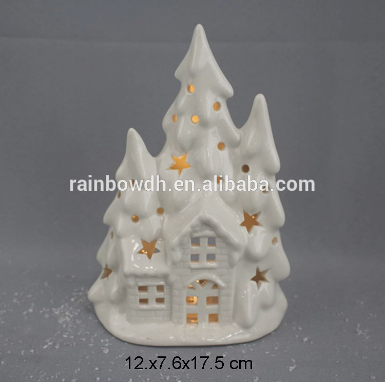 White Ceramic Christmas Tree with LED Lights