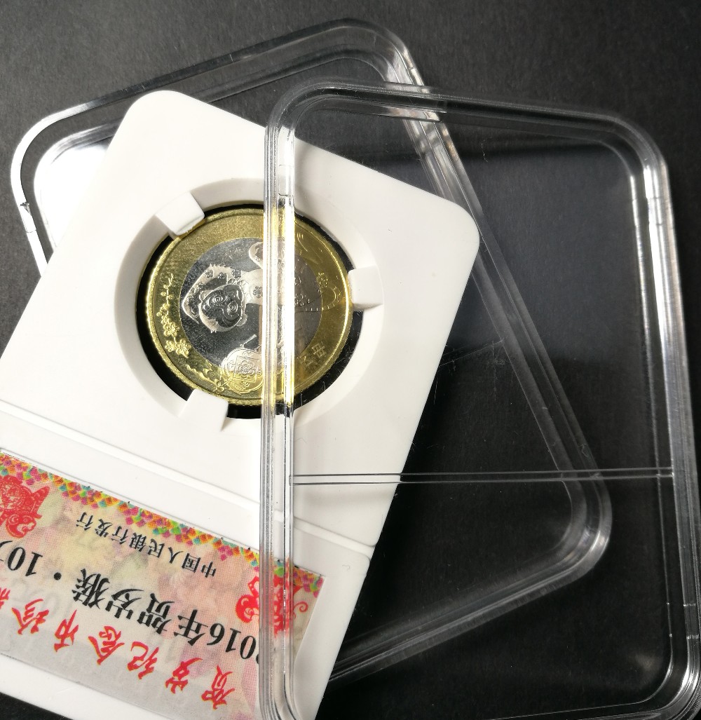 Custom Company Logo Printed 17 to 40.5mm diameter PC Acrylic plastic silver coin gift holder box