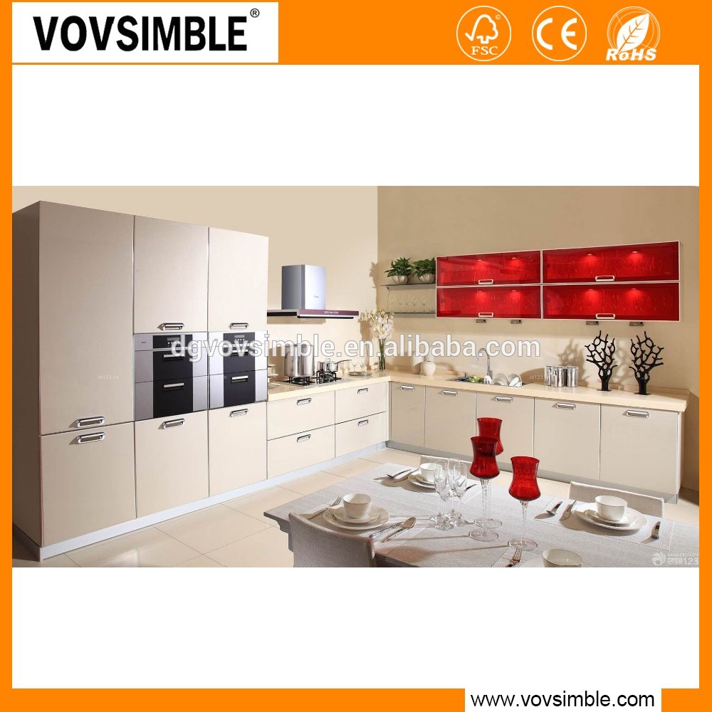 VOVSIMBLE Modern design MDF high gloss white lacquer finish kitchen cabinets