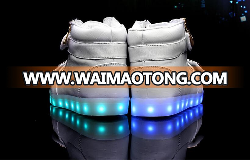 Hot Sale Men shoes 8 Colors High Top LED Shoes for Adults White Black Glowing Light Up Flat Shoes Luminous Recharging Size 35-46