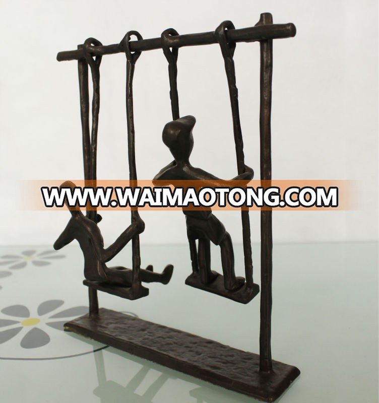 casting bronze children playing figurines statue for christmas gift