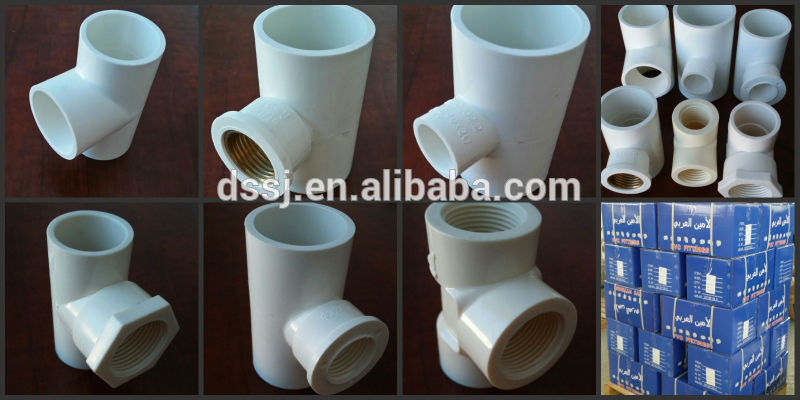 upvc pvc plastic step down tee, White, blue , equal tee, pipe fitting , plastic pipe fittings