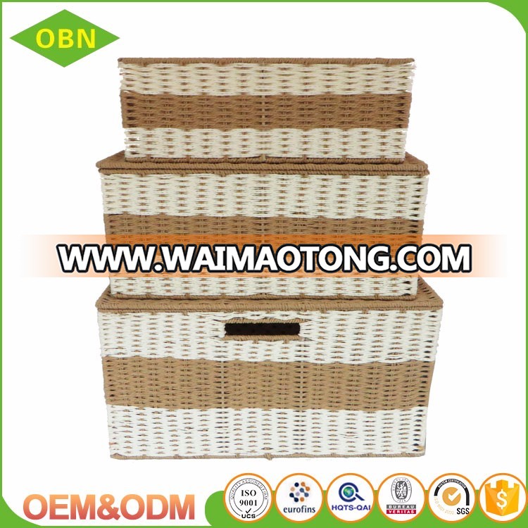 China popular good quality durable plastic metal wire paper rope laundry basket for hotel or home