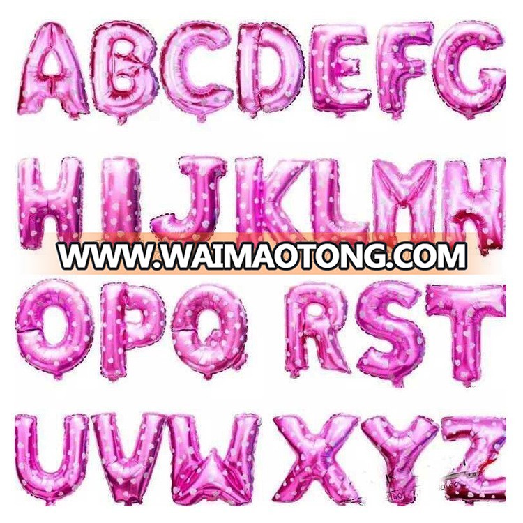 16 inch self sealing inflatable gold English letter helium foil balloons