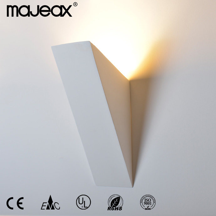 lighting factory indoor trilateral simple design gypsum led wall sconce lamp lights for hotel home room decoration